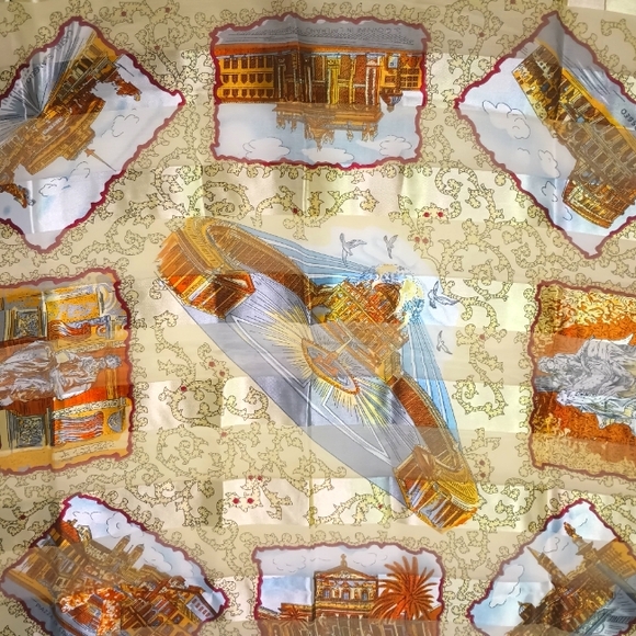 Elegant "Italian historical landmarks" Vivid Multicolor Scarf - Picture 4 of 6